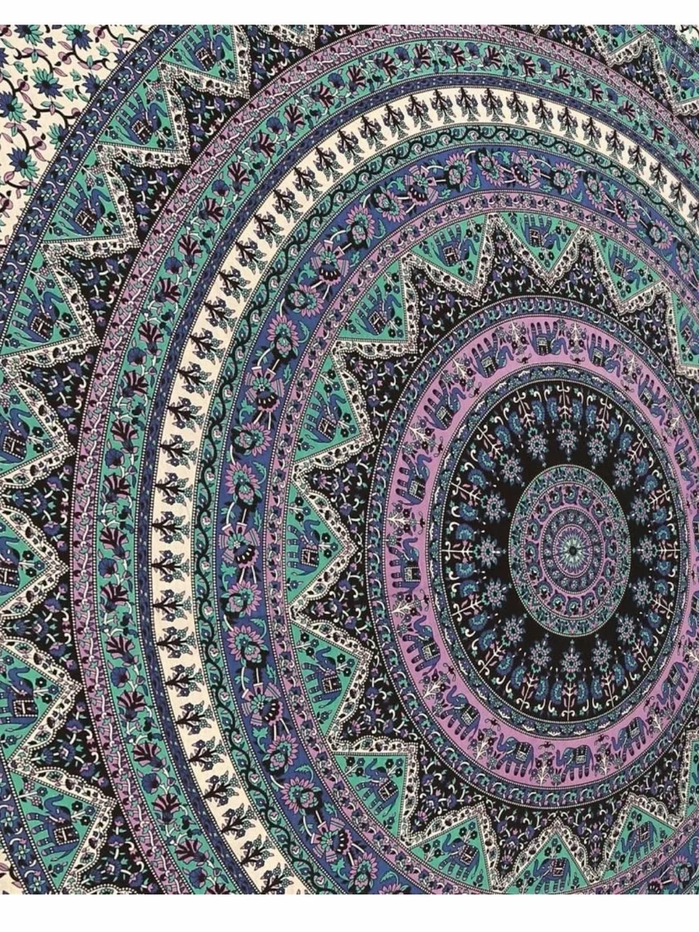 Bohemian Mandala Wall Tapestry in Purple and Teal